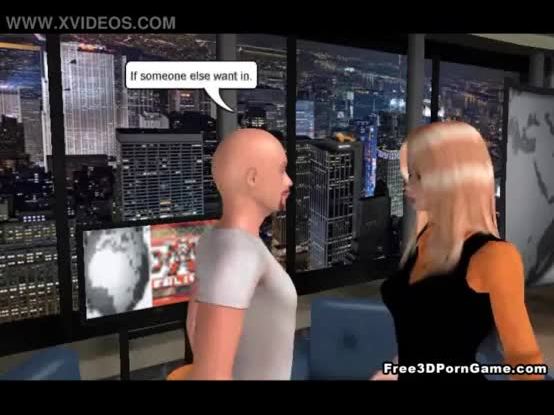 Foxy 3D cartoon blonde newscaster sucks on a cock